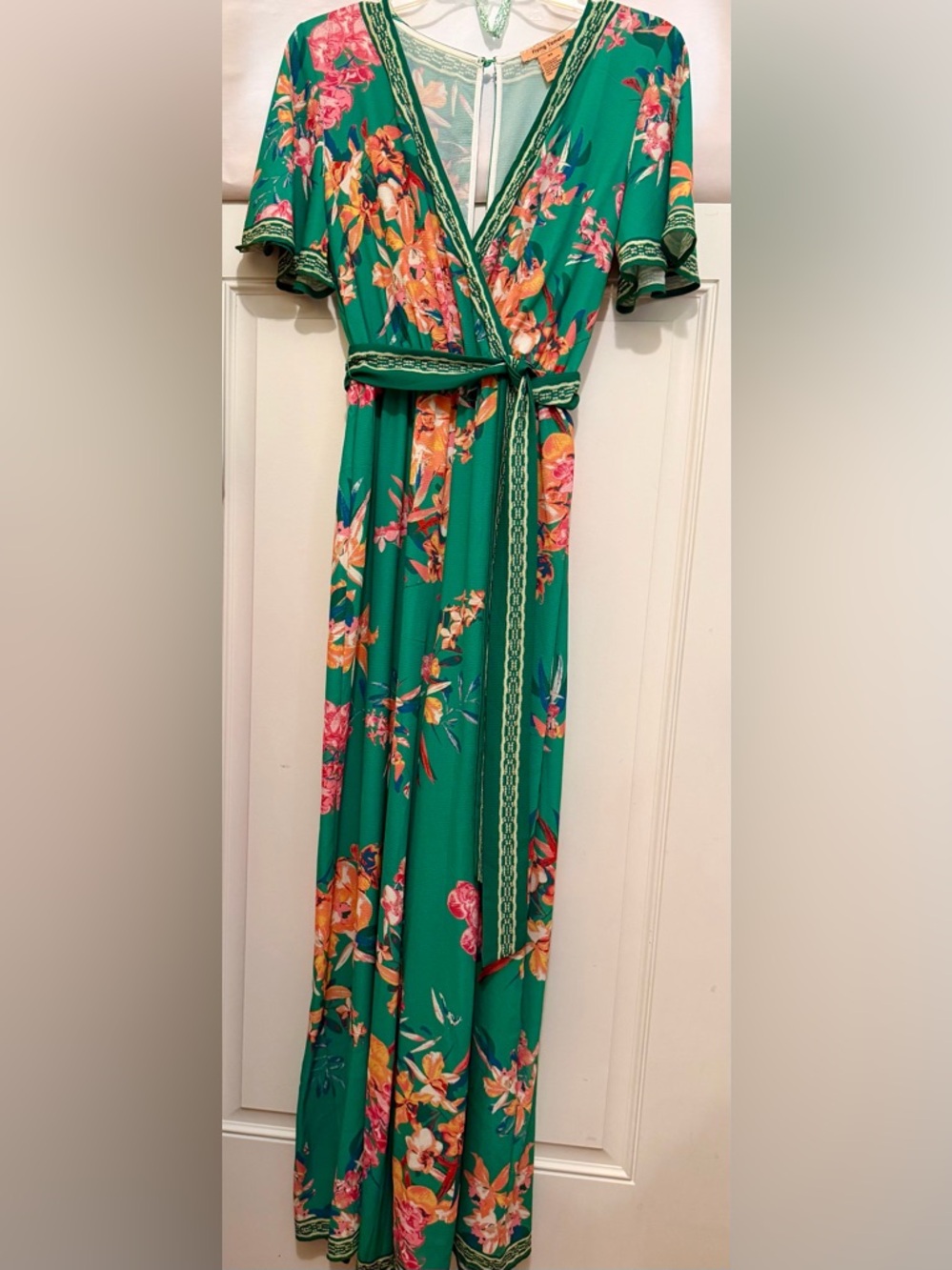 Flying Tomato Green Floral Maxi Skirt with Tie Belt
